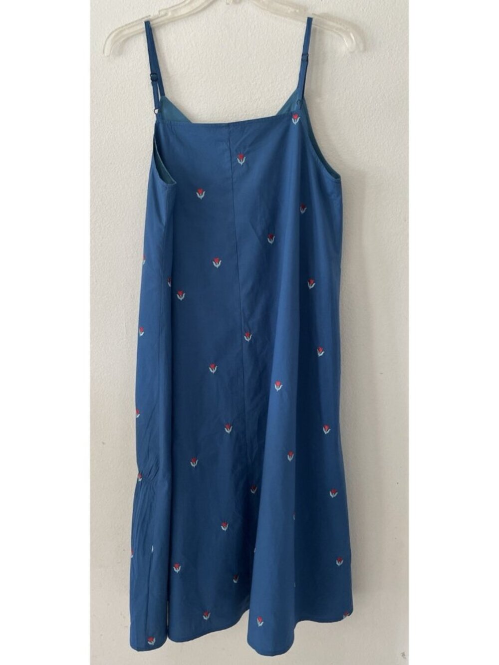 KUOSE Blue Embroidered Floral Sundress S Adjustable Straps Lined Cottagecore - Picture 7 of 14